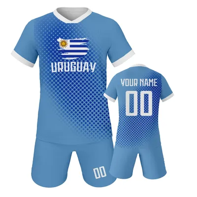 Uruguay Custom Kids Soccer Jersey Kit Personalized Football Uniform with Name Number Youth Training