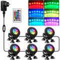 Luci LED sommergibili RGB, faretto 6 in 1 con telecomandi, IP68 impermeabile, multicolore per
