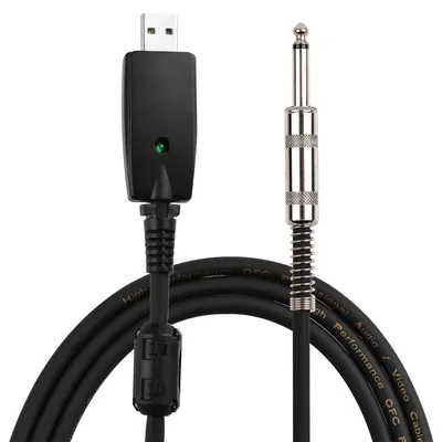 USB Guitar Audio Cable Mono Electric Guitar Cable USB Interface to 6.35mm Audio Plug Compatible with Windows and macOS PCs
