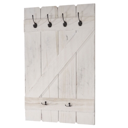 Mendler Tassenhalter HWC-D13, Hängeregal Tassenbrett Wandboard, 6 Haken 91x60cm ~ weiß shabby Image