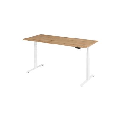 bümö höhenverstellbarer Schreibtisch 180 x 80 cm in Asteiche, Gestell weiß - Höhenverstellbar Elektrisch Stehpult mit 3-fach Speicher, Computertisch, Image