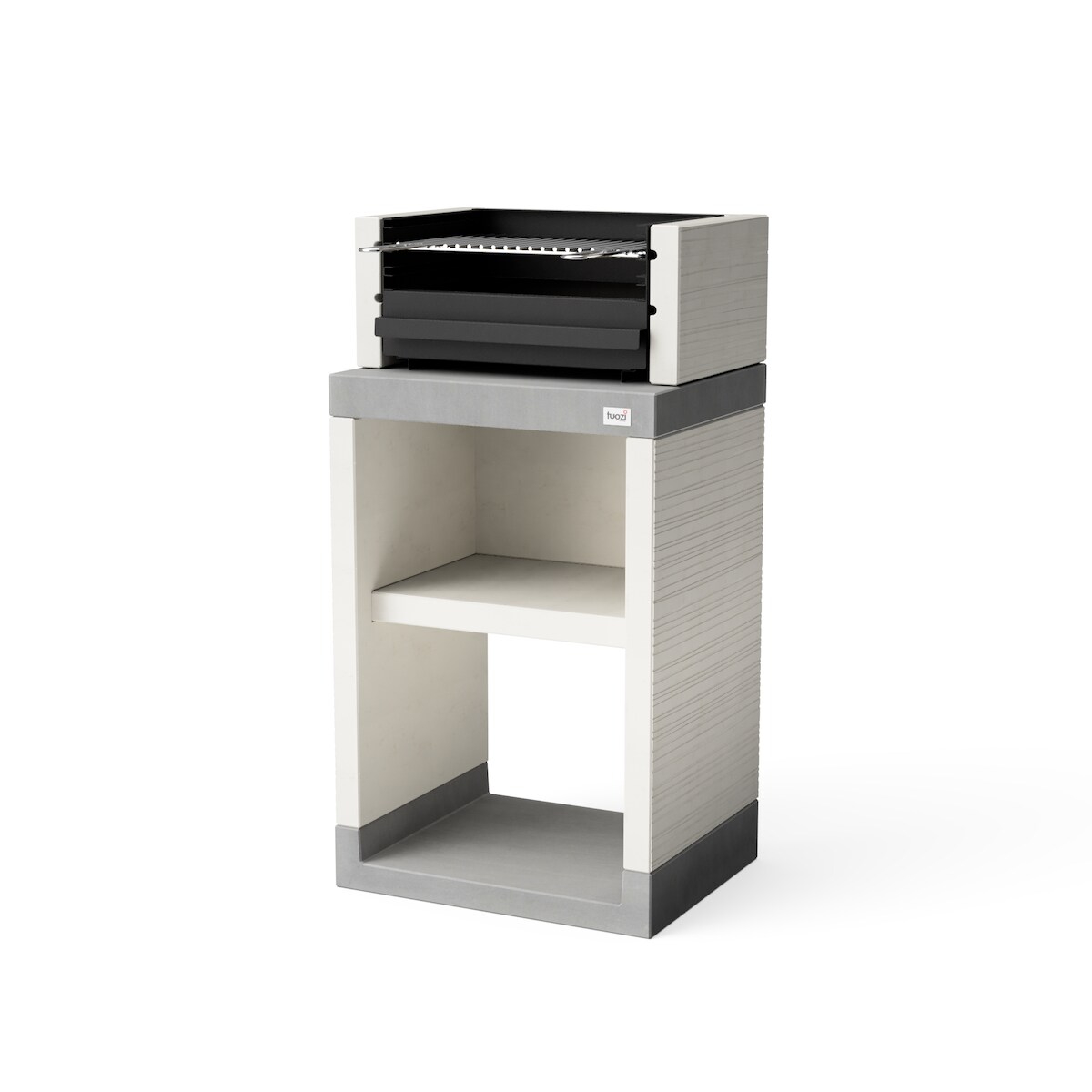 MAESTRO FERRETERO MF - Einbaugrill für Holz und Holzkohle Modell PLAN 0 (Grau/Weiß - 59 x 47 x 113 cm) REF: T00870 Image