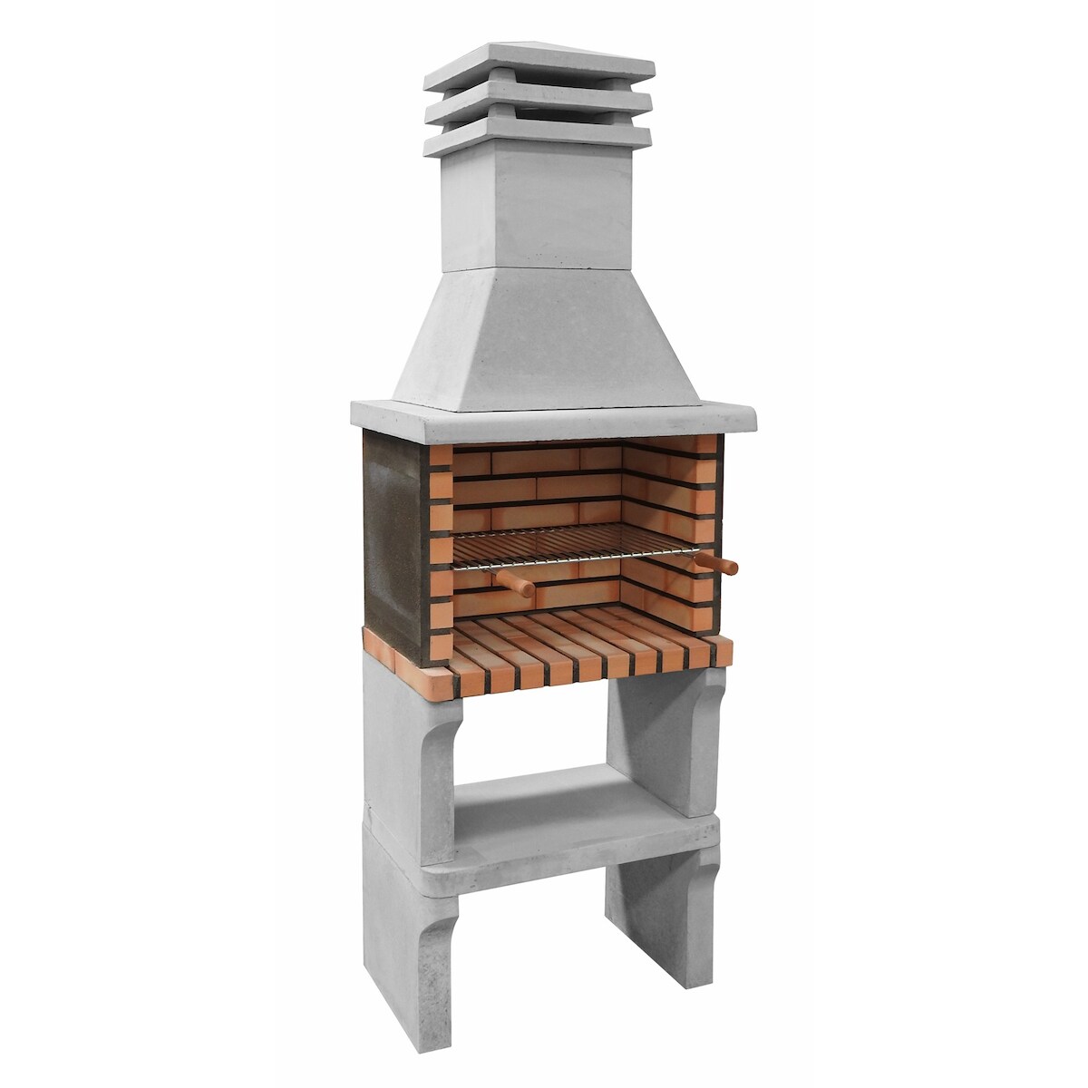 MAESTRO FERRETERO MF - Vorgefertigter gemauerter Grill für Holz und Holzkohle, Modell Iberia Plus XL (Grau, Orange - 69 x 47 x 190 cm) REF: 3547 - Für den Außenbereich Image