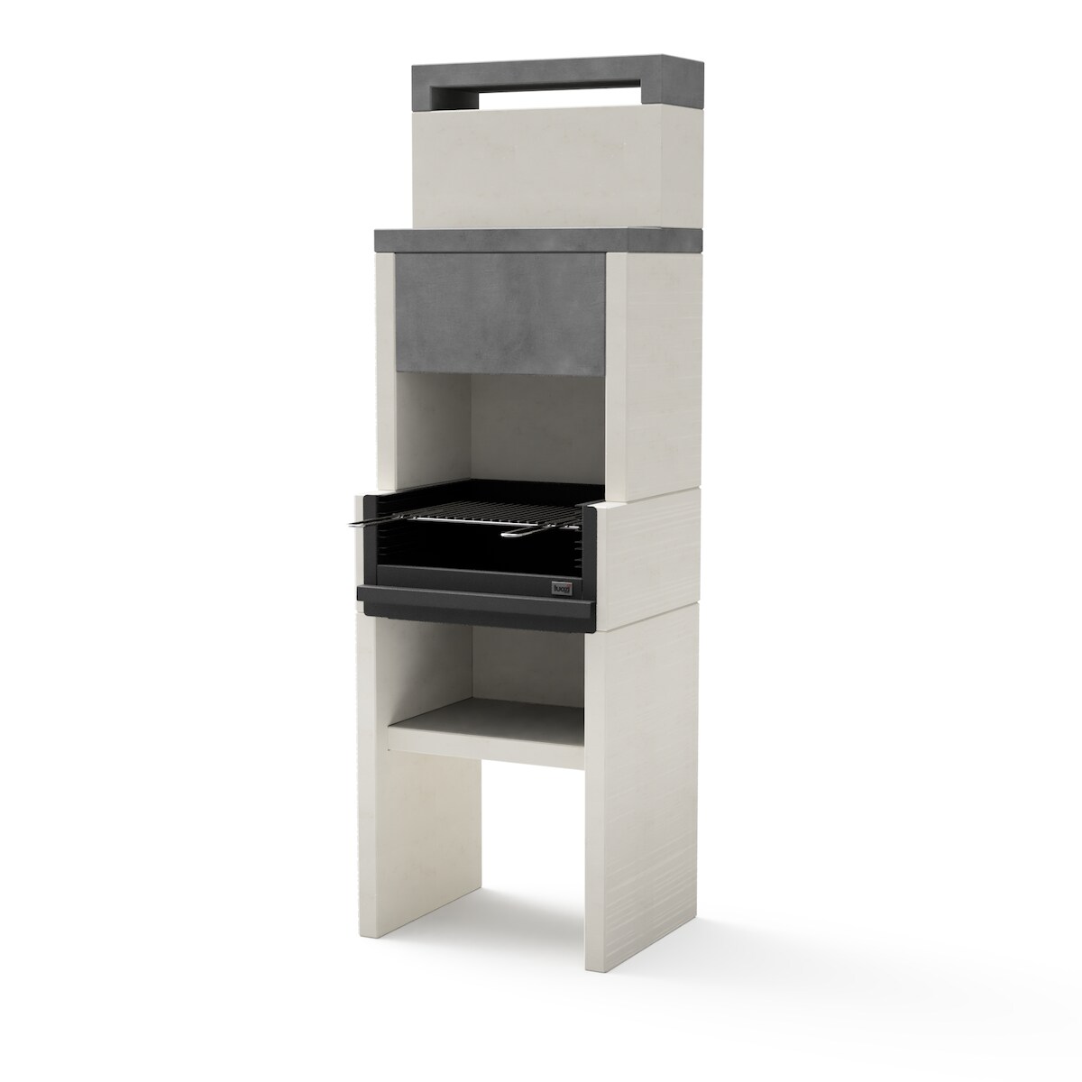 MAESTRO FERRETERO MF - Gemauerter Grill für Holz und Holzkohle Modell VENIT flex hotte (Grau/Weiß - 59 x 47 x 185 cm) REF: 4411 Image