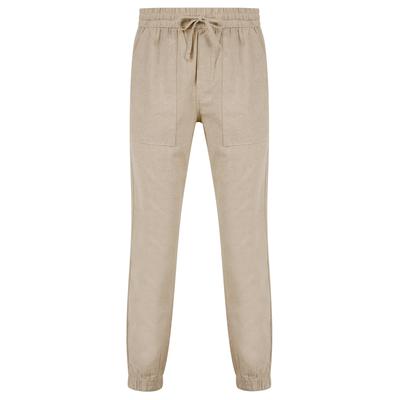 Trousers Fira Cotton Linen Comfort Fit Elasticated Waist Trousers in Nomad Sand / M - Tokyo Laundry