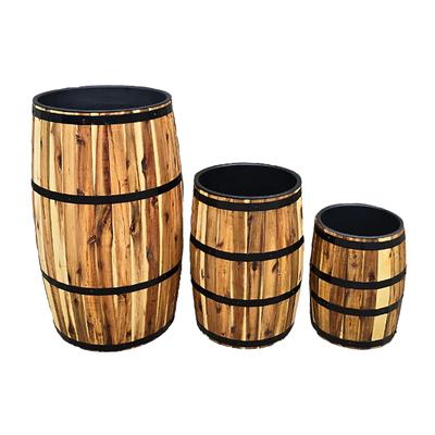 Acacia Wood Drum Barrel, Set of 3, 30