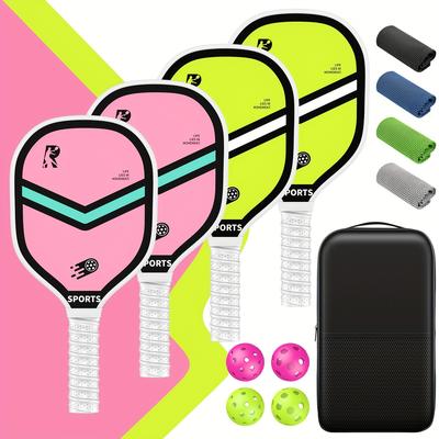 TEMU Pickleball-paddles-set Of 4 Rackets And Balls With Bag, Lead Tapesfiberglass And Accessories For Men, Women, Adults Usapaapproved Raquette De Pickleball