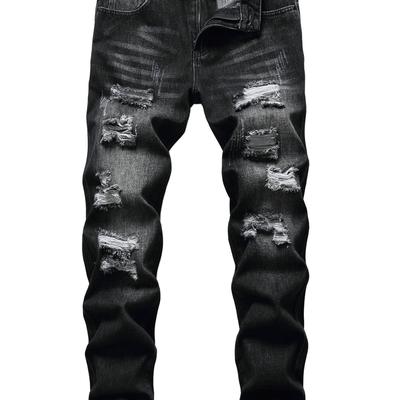 TEMU Black Ripped Jeans For Men