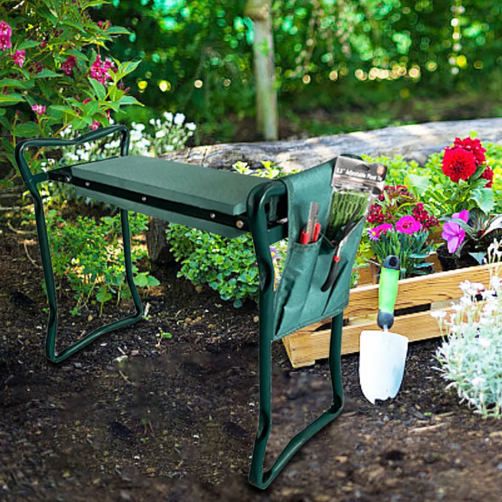 Faltbarer Garten-Kniebank und Sitz mit Werkzeugtasche, Gartenhocker, EVA-Schaumstoffpolster zum Knien und Sitzen, Gartenarbeit, Geschenke für Damen und Herren