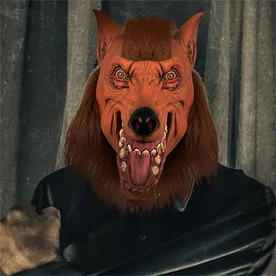 Horrorfilm Vollmond Werwolf Maske mit Haar Tier Wolf Kopf Maske Halloween Karneval Party gruselige