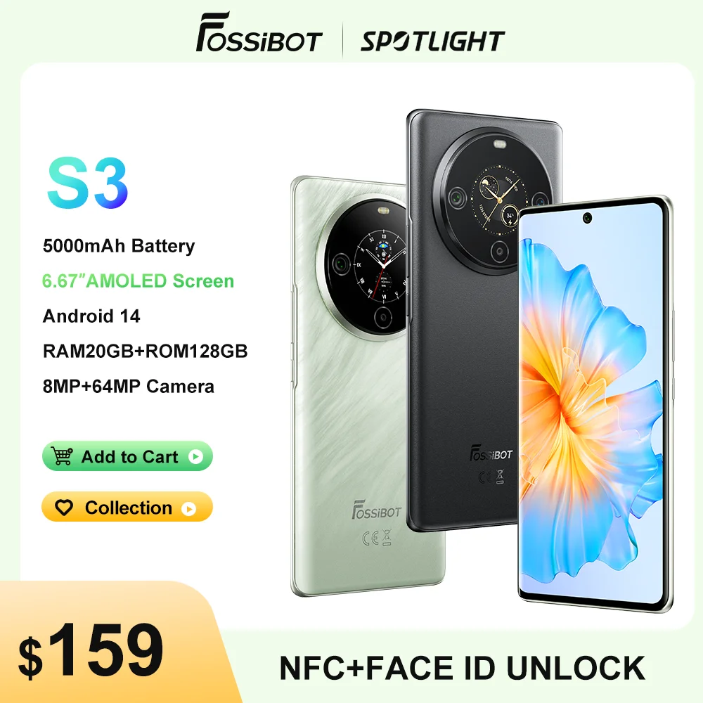 FOSSiBOT-Smartphone S3 PRO, Écran AMOLED 6.67 