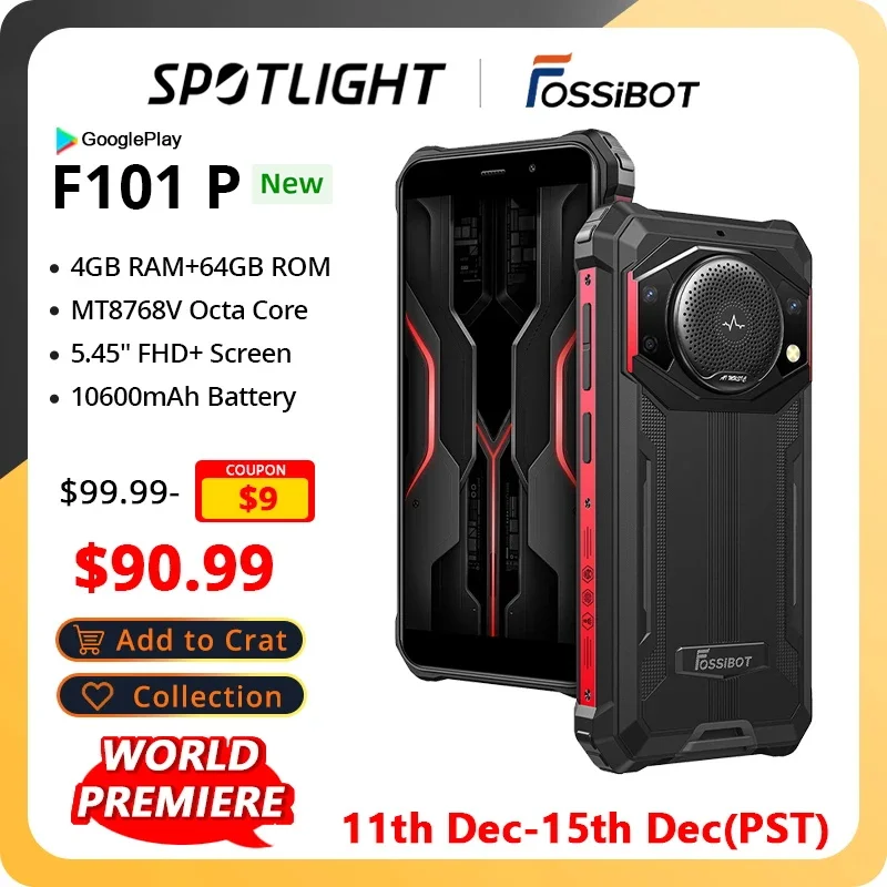 FOSSiBOT F101 P Smartphone robuste 10600mAh Octa Core 4GB 64GB téléphone portable 24MP caméra 5.45 