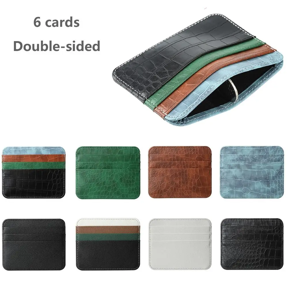 Pochette en cuir PU ultra-mince pour cartes de crédit, porte-cartes double face, protection pour cartes de crédit, portefeuille en poudre EvaluCoin