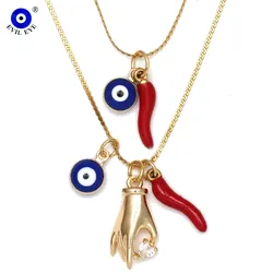 EVIL EYE fait à la main croix soleil poivre pendentif collier turc mauvais œil charme collier pour femmes filles hommes femme mode bijoux