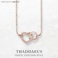 Collier en argent regardé 925 pour femme, coeur ensemble pour toujours, or rose, bijoux fins