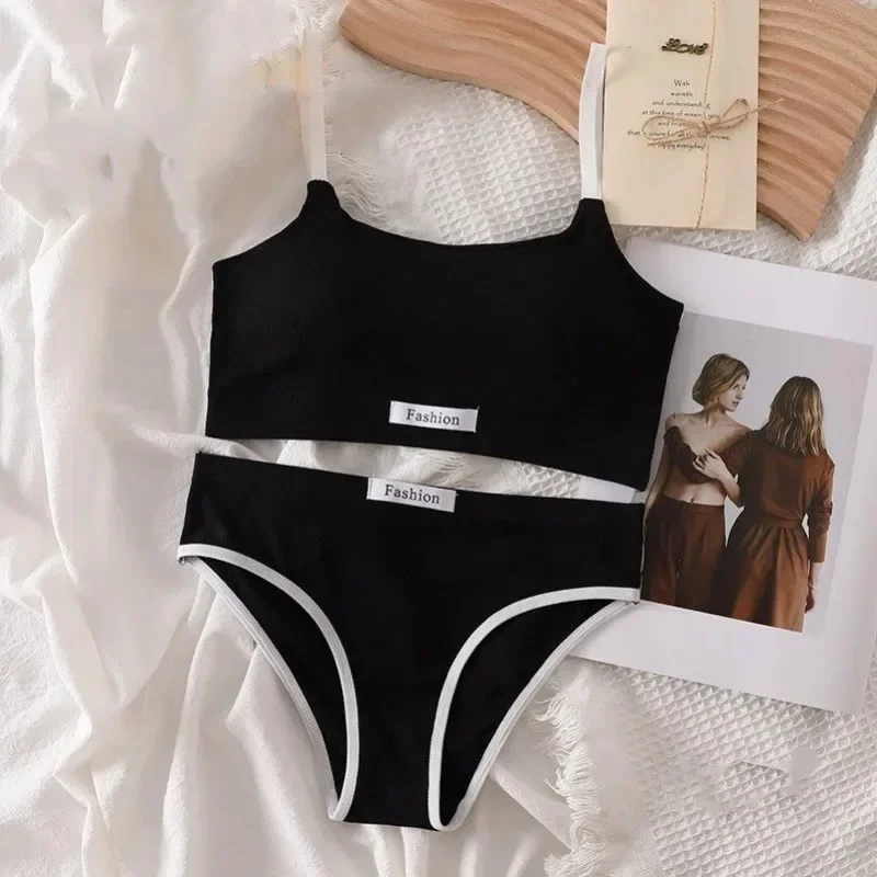 Femmes coton sans couture soutiens-gorge ensemble taille basse culotte sans fil bustier tubulaire soutien-gorge Sexy ensemble de Lingerie femme confort sport ensemble de sous-vêtements