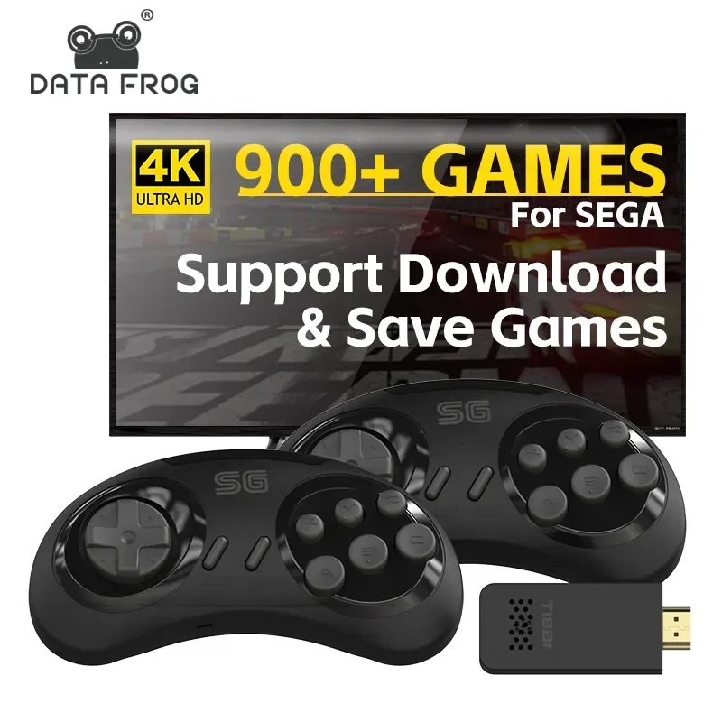 DATA FROG-Console de jeu vidéo rétro sans fil, 16 bits, Sega Genesis Game Stick, compatible HDMI, 900 + jeux pour SEGA, David
