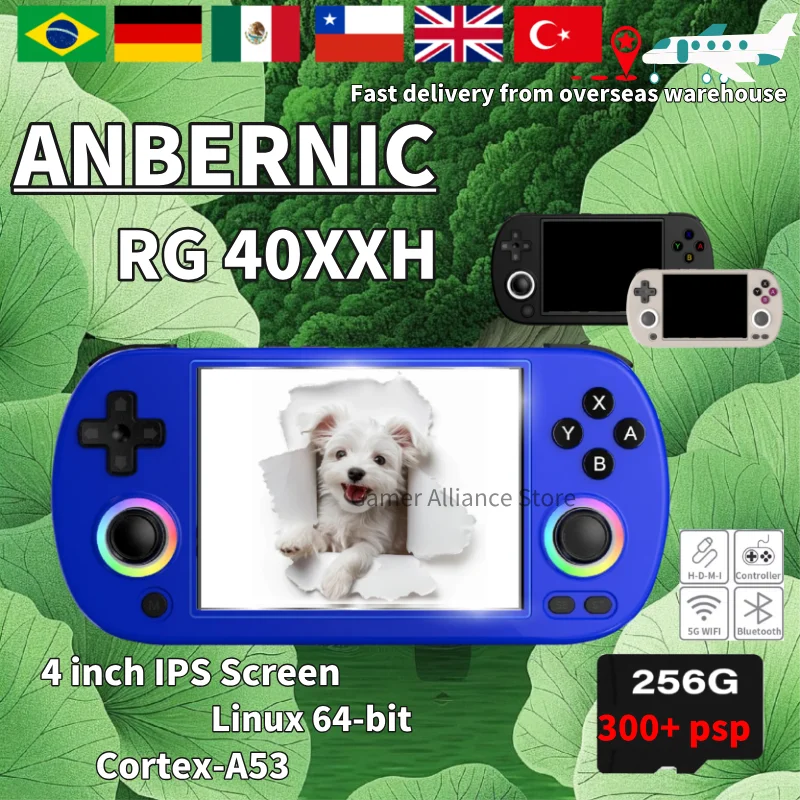 ANBERNIC RG40XX H RG 40XXH Console de jeu portable rétro Console de jeu vidéo 256G PSP jeux 4.0 pouces écran IPS système Linux cadeaux
