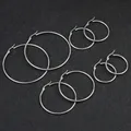 Boucles d'oreilles créoles en acier inoxydable pour femmes, petit grand cercle, boucle d'oreille créole exagérée, boucle d'oreille ronde lisse, bijoux en gros