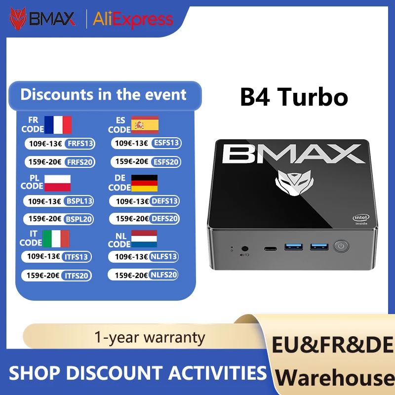 BMAX B4 Turbo Mini PC Intel N150 16GB 512GB SSD Windows 11 PC Mini ordinateur pour entreprise maison Mini ordinateur de bureau