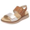 Keilsandalette REMONTE, Damen, Gr. 40, bunt (braun, goldfarben), Leder, metallic, casual, Schuhe, Sommerschuh, Riemchensandale mit komfortablem Softfußbett