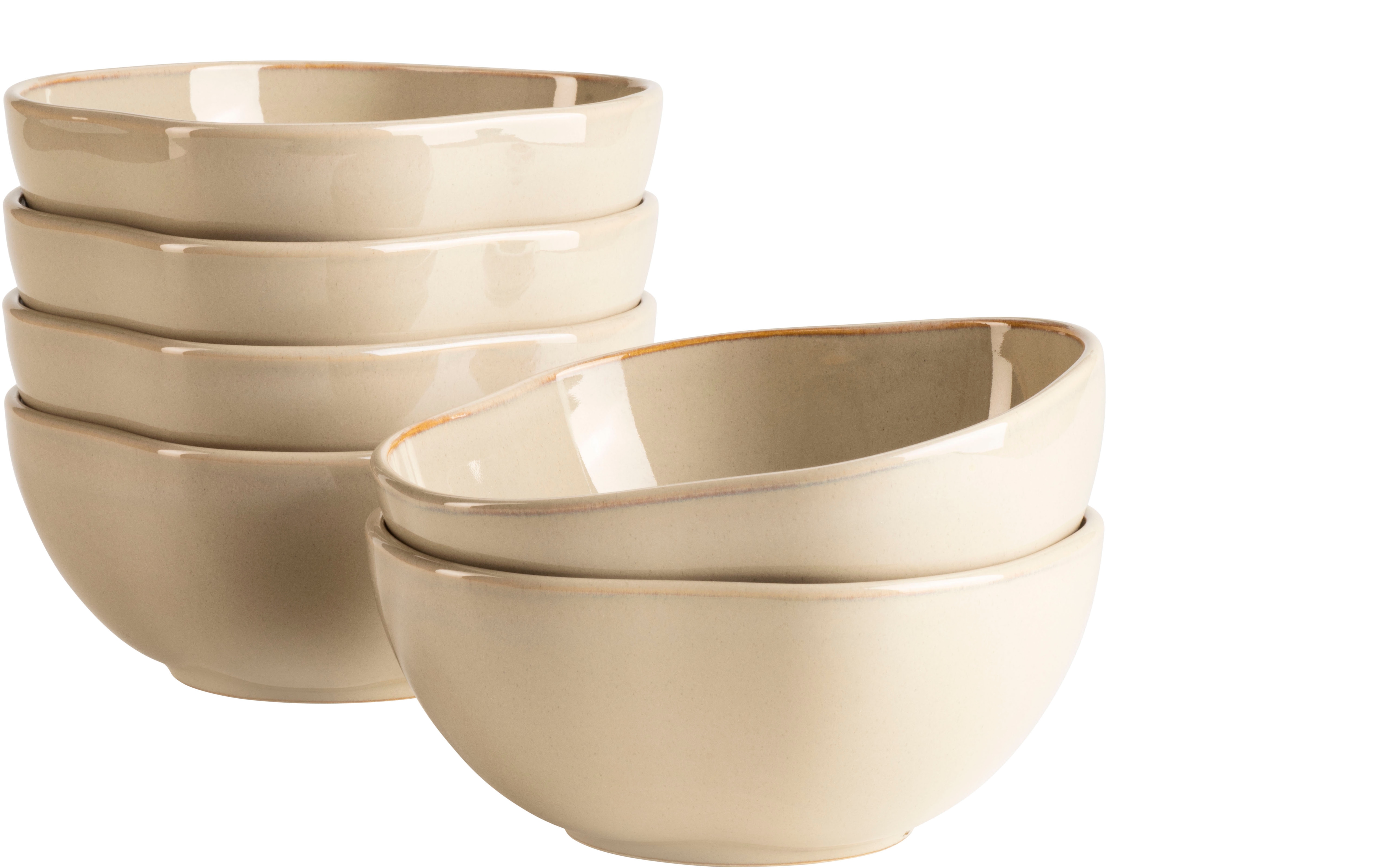 Schüssel MÄSER "Cordelia, Schüssel Set, aus Steinzeug, Ø 16 cm", beige (sand), H:6,5cm Ø:16cm, Steinzeug, Schüsseln, Schüssel