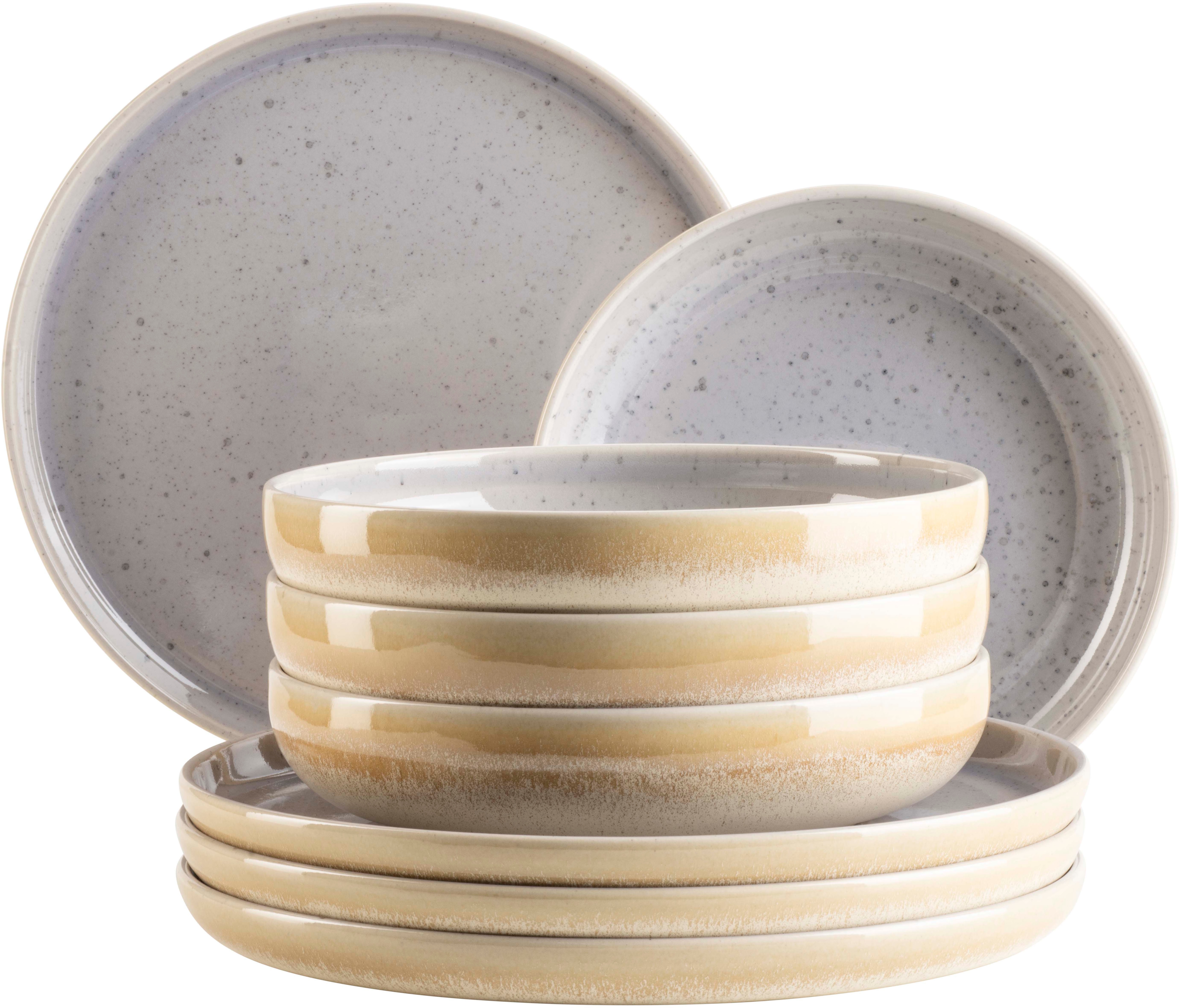 Tafelservice MÄSER "CANDY, aus Steinzeug", lila (flieder), 8 Stk., Steinzeug, Geschirr-Sets, Geschirr-Set, Service