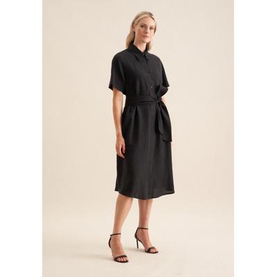 Sommerkleid SEIDENSTICKER "Schwarze Rose", Damen, Gr. L (40), Normalgrößen, schwarz, 100% Leinen, unifarben, regular fit, Rundhals, Kurzarm, Kleider, Kurzarm Rundhals Uni Image
