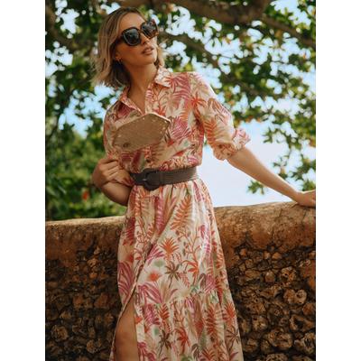 J.McLaughlin Women's Tybee Dress in Jungle Melody Off White, Size Large | Cotton