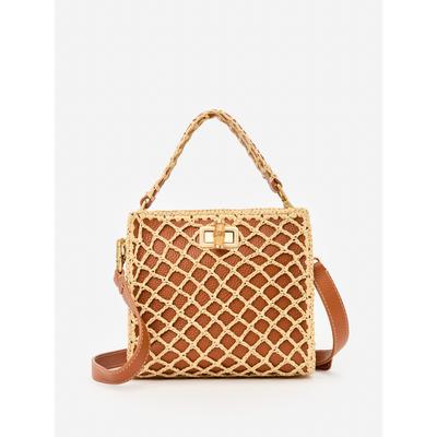 J.McLaughlin Women's Ellery Crochet Leather Handbag Natural