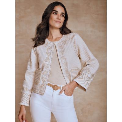 J.McLaughlin Women's Idella Embroidered Jacket Sand, Size Small | Cotton
