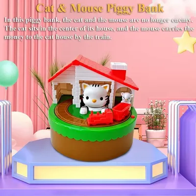 Piggy Bank for Kids, Electronic Cat House Coin Bank Cat & Mouse Money Bank Automatically Stealing