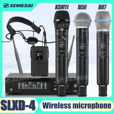 Top Quality！SLXD4 Professional Dual Wireless Microphne Stage Performance 2 Channels UHF Karaoke