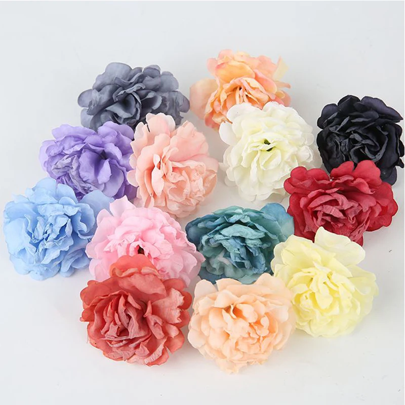 5/10Pcs Bulk 5cm Silk Flower Rose Flowers Heads Artificial Flower Peony For Home Room Wedding Party Decortions Craft Flowers
