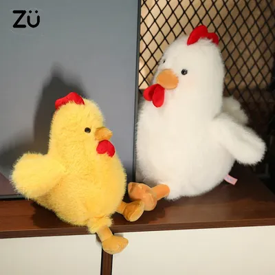 30cm Fluffy Chicken Plush Toys Cute Farmyard Animal White Yellow Chicken Plushies Funny Wet Chick Dolls Girl Boy Gift Home Decor