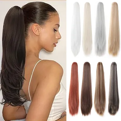 Claw Clip in Ponytail Synthetic Extension Straight Long Pony Tail Natural Soft Straight Synthetic