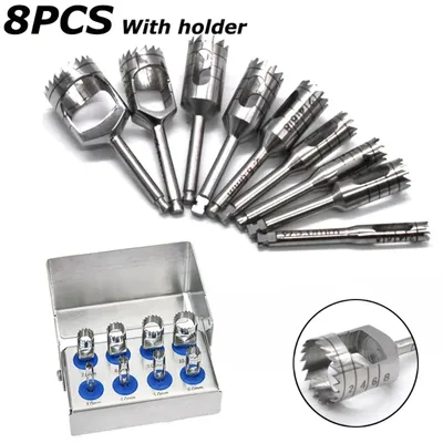 8 Pcs Dental Implant Bone Trephine Drills Kit / Trephines Set / Universal Trephines