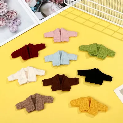 For OB11 Dolls Accessories Tops Casual Dress Clothes Mini Knitted Sweater Cardigans for 1/11 1/12