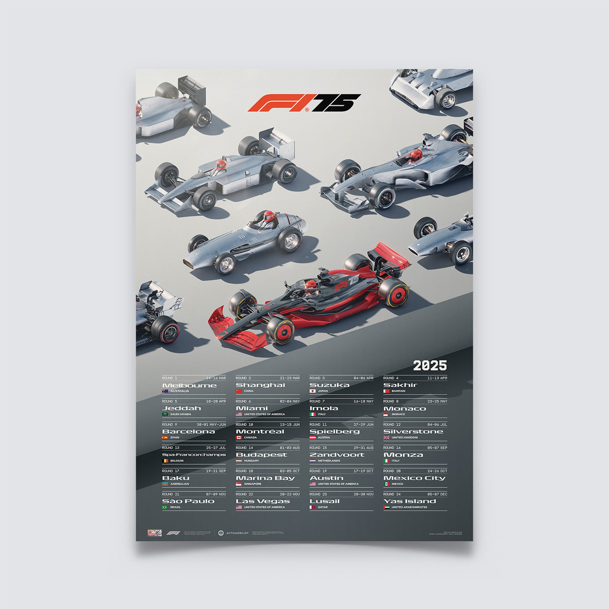 Formula 1 75th Anniversary - Affiche calendrier - 2025 - No Gender Taille: One Size Only