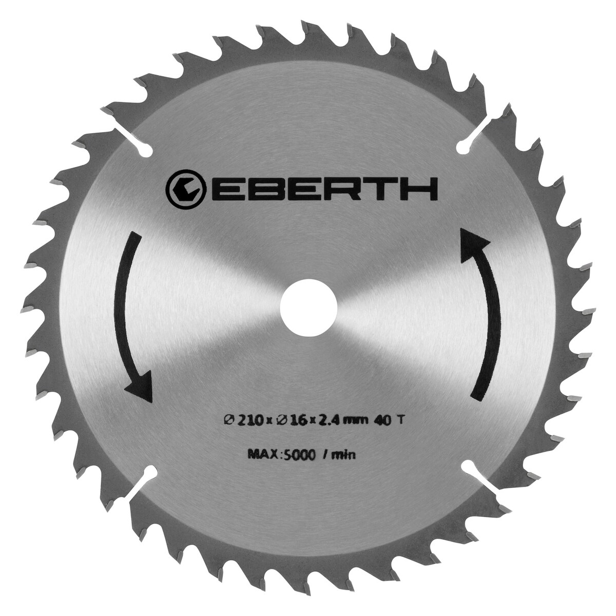 EBERTH Kreissägeblatt 210mm, 40 Zähne, Hartmetall, für Holz-Schnitte, 16mm Bohrung, 5000 RPM Image