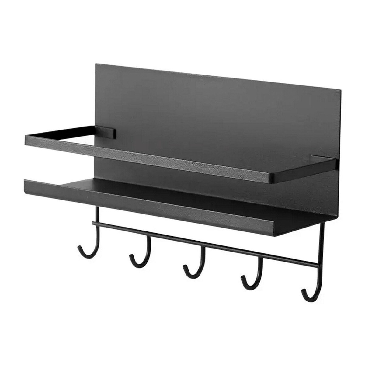 WellHome - Magnetisches Befestigungsregal aus schwarz lackiertem Stahl 18x25x10cm Image