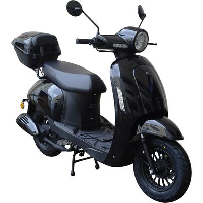 Motorroller GT UNION "Massimo 25", schwarz (schwarz, schwarz), Motorroller & Mofas, mit Topcase, 25 km/h, Luftgekühlter Motor, B:67cm H:115cm L:189cm
