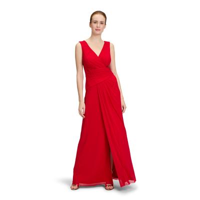 Abendkleid VERA MONT "Vera Mont Abendkleid mit V-Ausschnitt", Damen, Gr. 40, Normalgrößen, rot (rot rose), Netz, Obermaterial: 92% Polyamid, 8% Elasthan. Futter: 100% Polyester., elegant, figurbetont lang, V-Ausschnitt, ohne Ärmel, Kleider, Falten Image