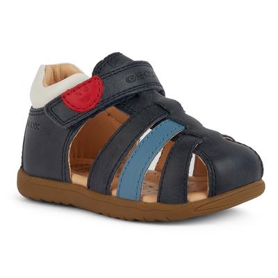 Lauflernschuh GEOX "B SANDAL MACCHIA BOY", Kinder, Gr. 21, blau (navy, hellblau), Leder, Synthetik, klassisch, Schuhe, S