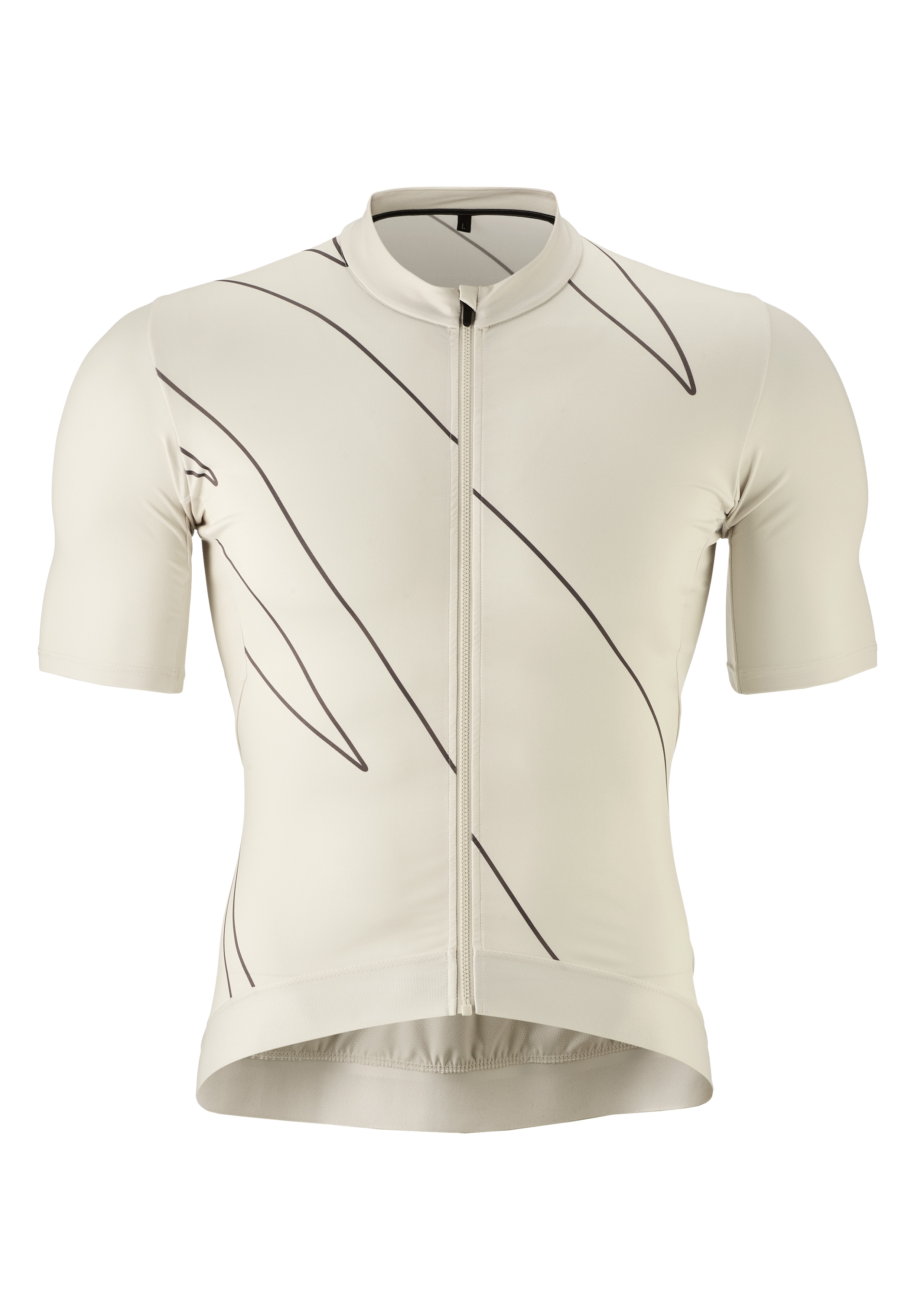 Radtrikot GONSO "Road Jersey Print M", Herren, Gr. 3XL, grau (hellgrau), 86% Polyester, 14% Elasthan, Rundhals, Trikots, Herren Fahrradtrikot kurzarm, Full-Zip Trikot, Rückentasche, Slim Fit Image