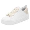 Plateausneaker RIEKER SPORT, Damen, Gr. 41, beige (weiß, hellbeige), Leder, Lederimitat, kontrastfarbene Details, sportlich, Schuhe, Schnürschuh, Halbschuh, Freizeitsneaker mit Soft-Einlage