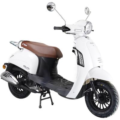 Motorroller GT UNION "Massimo 25", weiß (perlweiß, matt, schwarz), Motorroller & Mofas, ohne Topcase, 25 km/h, Luftgekühlter Motor, B:67cm H:115cm L:189cm