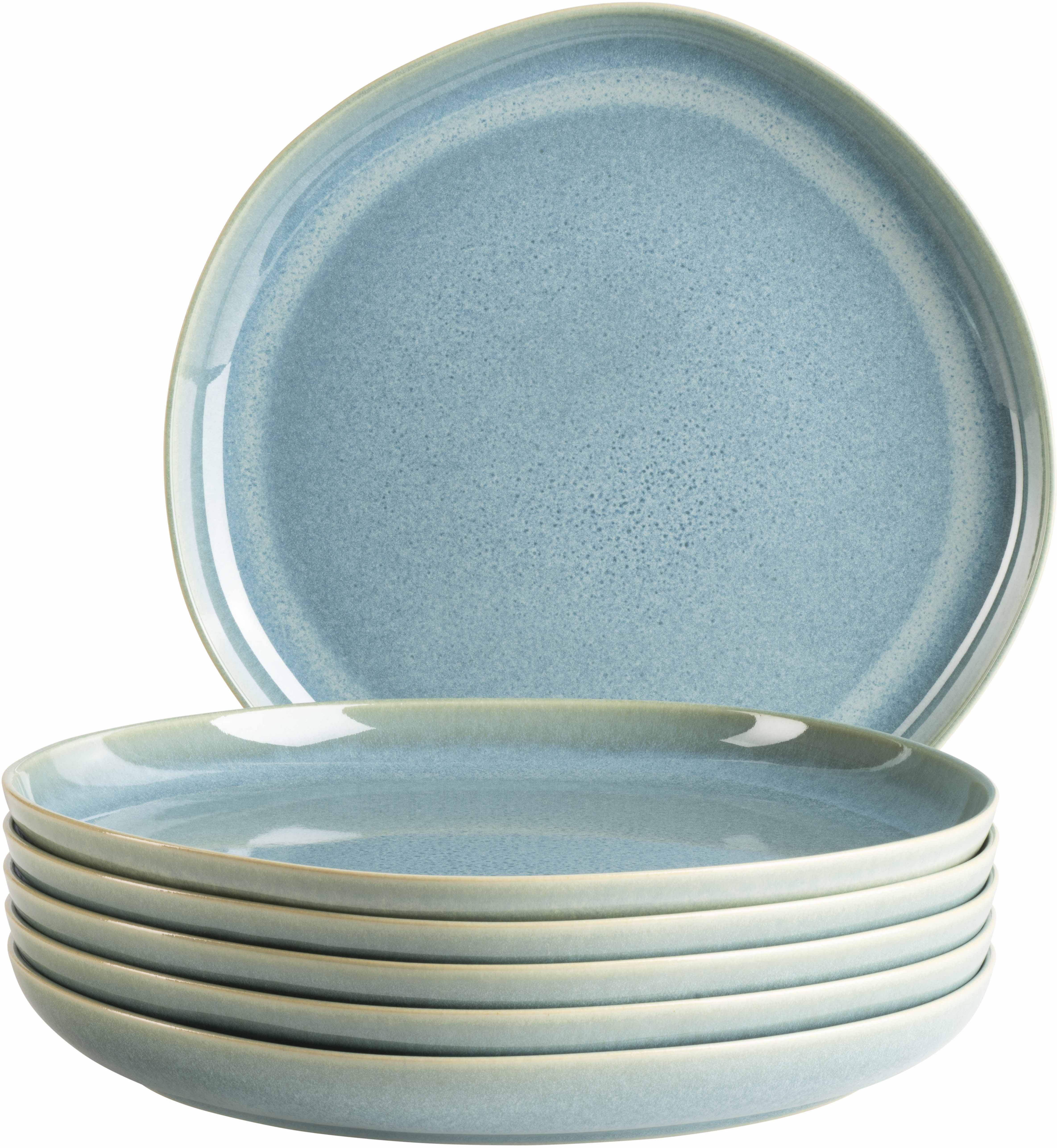 Speiseteller MÄSER "Cordelia, Teller-Set aus Steinzeug", grün, H:1cm Ø:27cm, Steinzeug, Speiseteller, Speiseteller, Geschirr-Set
