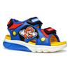 Sandale GEOX "J SANDAL CIBERDRON B Blinkschuh", Kinder, Gr. 28, blau (blau, rot), Synthetik, Textil, sportlich, Schuhe, Klettschuh in buntem Design mit Super Mario Motiv und Blinkfunktion