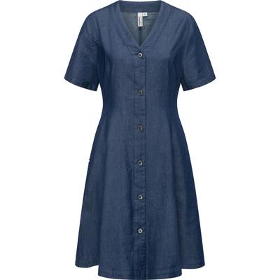 Sommerkleid RAGWEAR "Kveeda Denim", Damen, Gr. S (36), Normalgrößen, blau (denim), Material: 60% Baumwolle, 40% Viskose, feminin, A-Linie ca. Mitte Oberschenkel, V-Ausschnitt, Kurzarm Ärmel ohne Ärmelschlitz abgesteppte Kante, Kleider, Sommerliches... Image